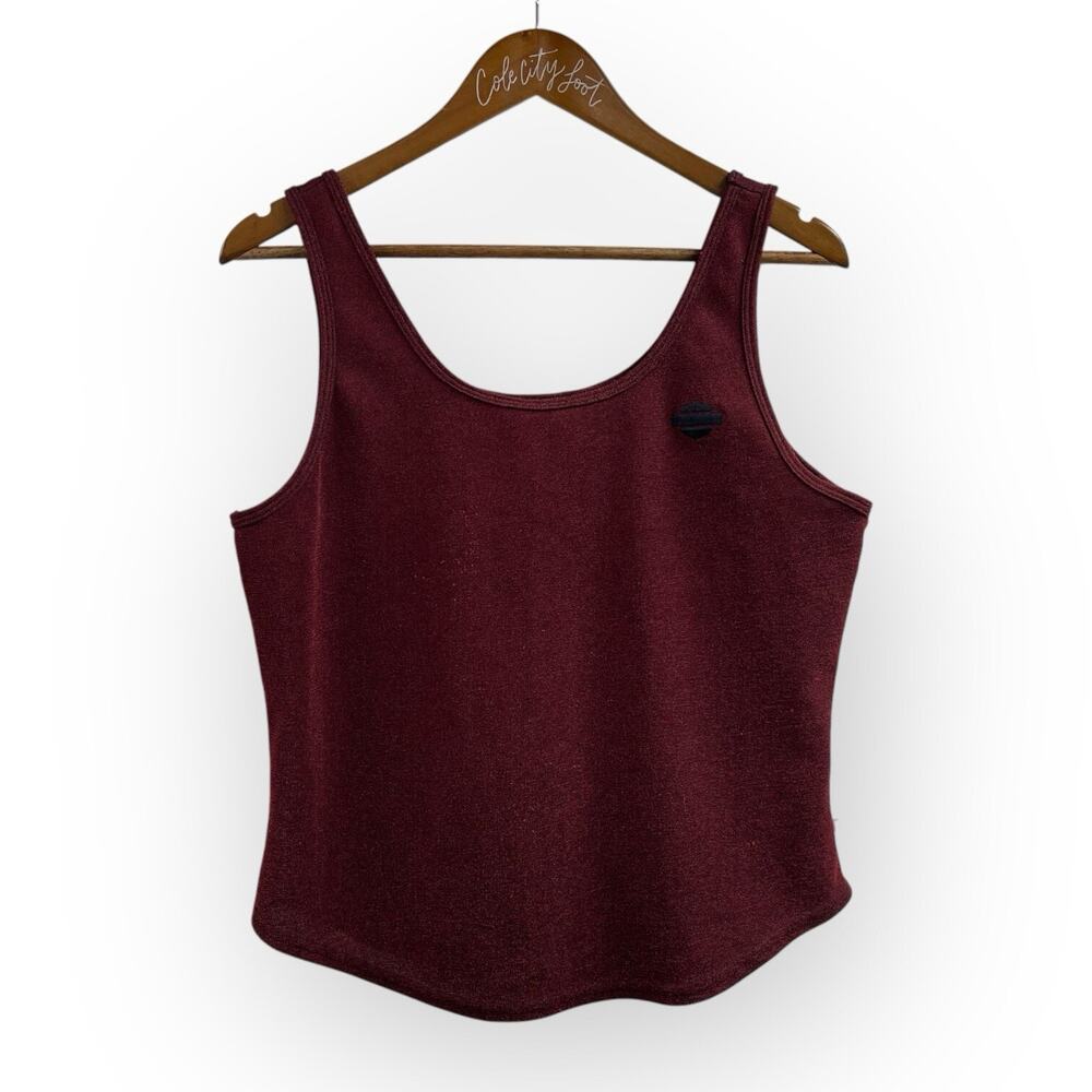 Harley Davidson Motorcycles Metallic Maroon Tank Top Medium Vintage Scoop Neck